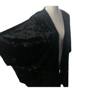 MADDEN Women Velvet Open Front Kimono Sweater One Size Black Casual Boho 80-14